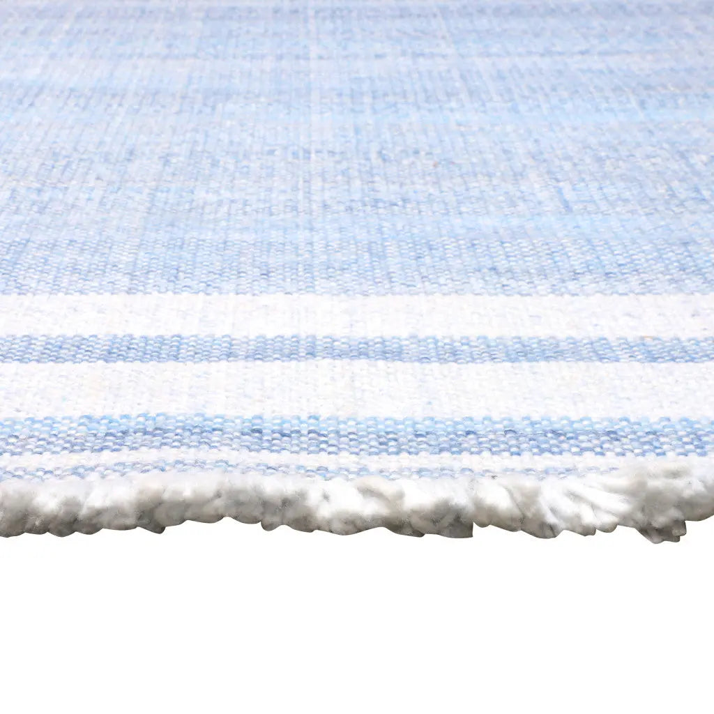 5' X 7' Blue Striped Handmade Stain Resistant Non Skid Indoor Outdoor Area Rug Homeroots Outdoor