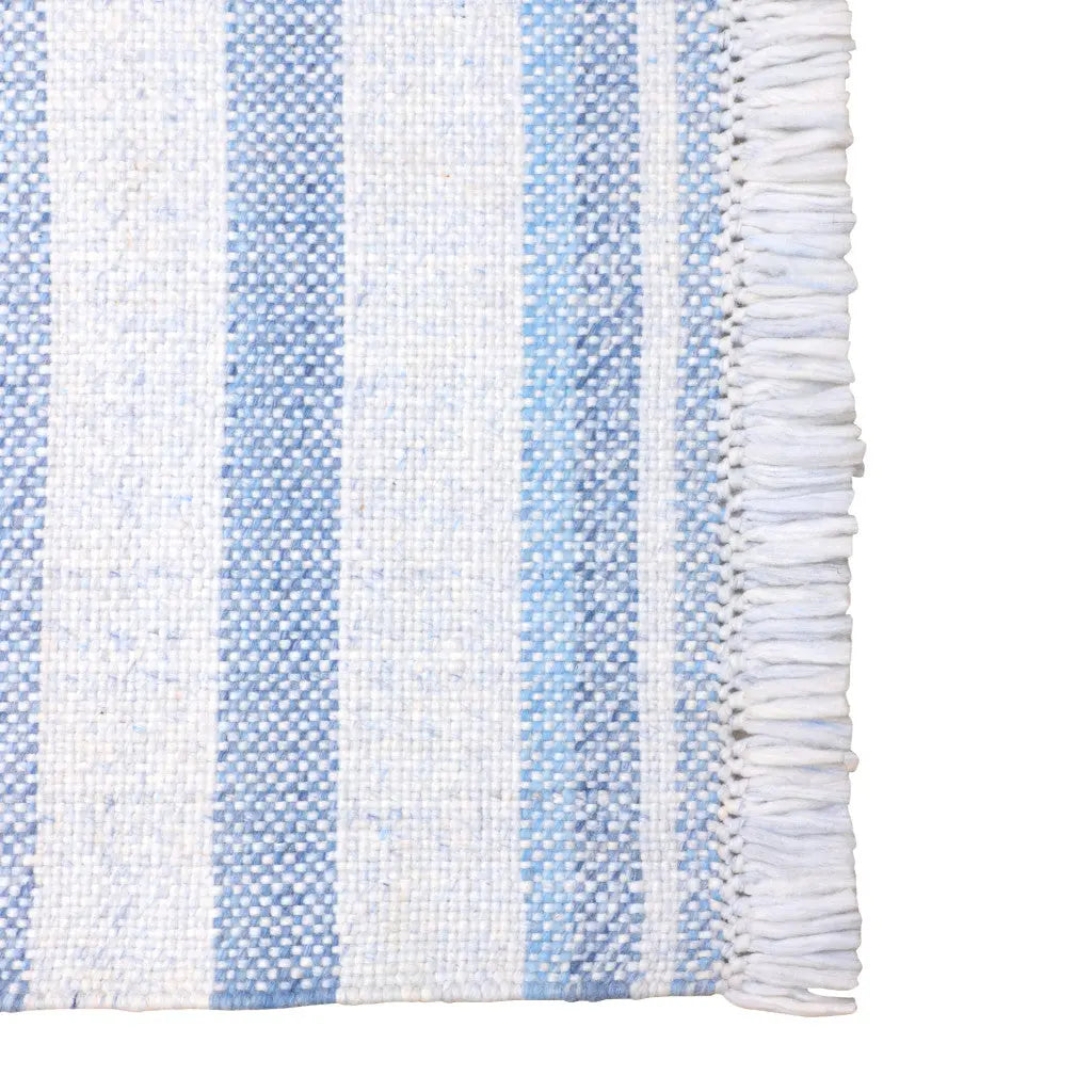 5' X 7' Blue Striped Handmade Stain Resistant Non Skid Indoor Outdoor Area Rug Homeroots Outdoor