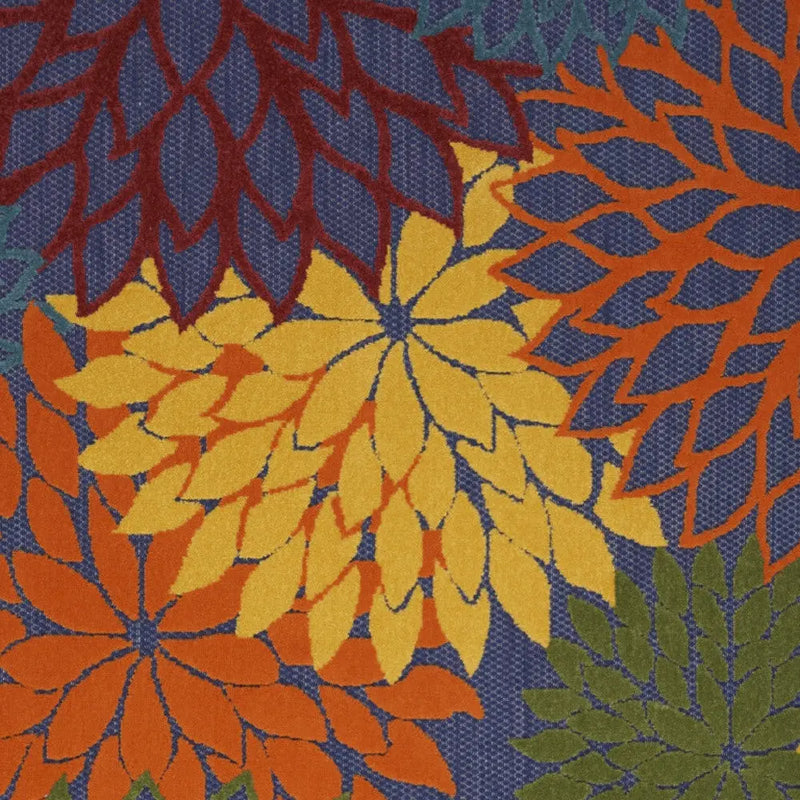 5' X 7' Blue Yellow and Green Indoor Outdoor Area Rug Homeroots Outdoor