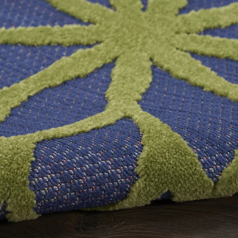 5' X 7' Blue Yellow and Green Indoor Outdoor Area Rug Homeroots Outdoor