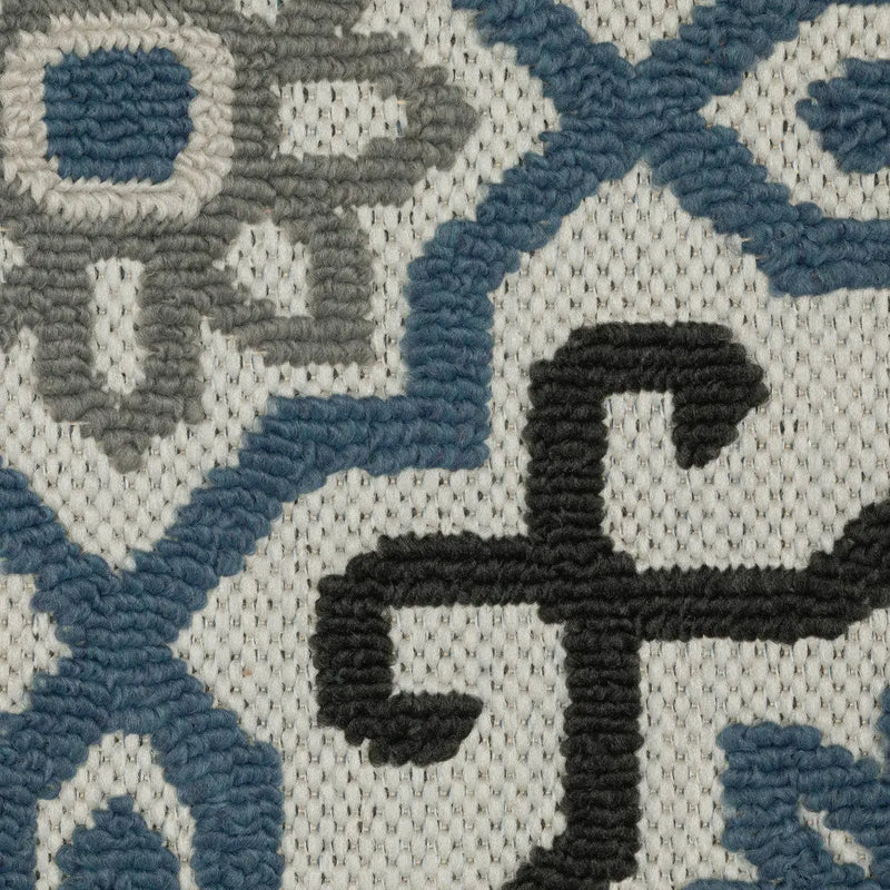 5' X 7' Blue and Beige Oriental Stain Resistant Indoor Outdoor Area Rug Homeroots Outdoor