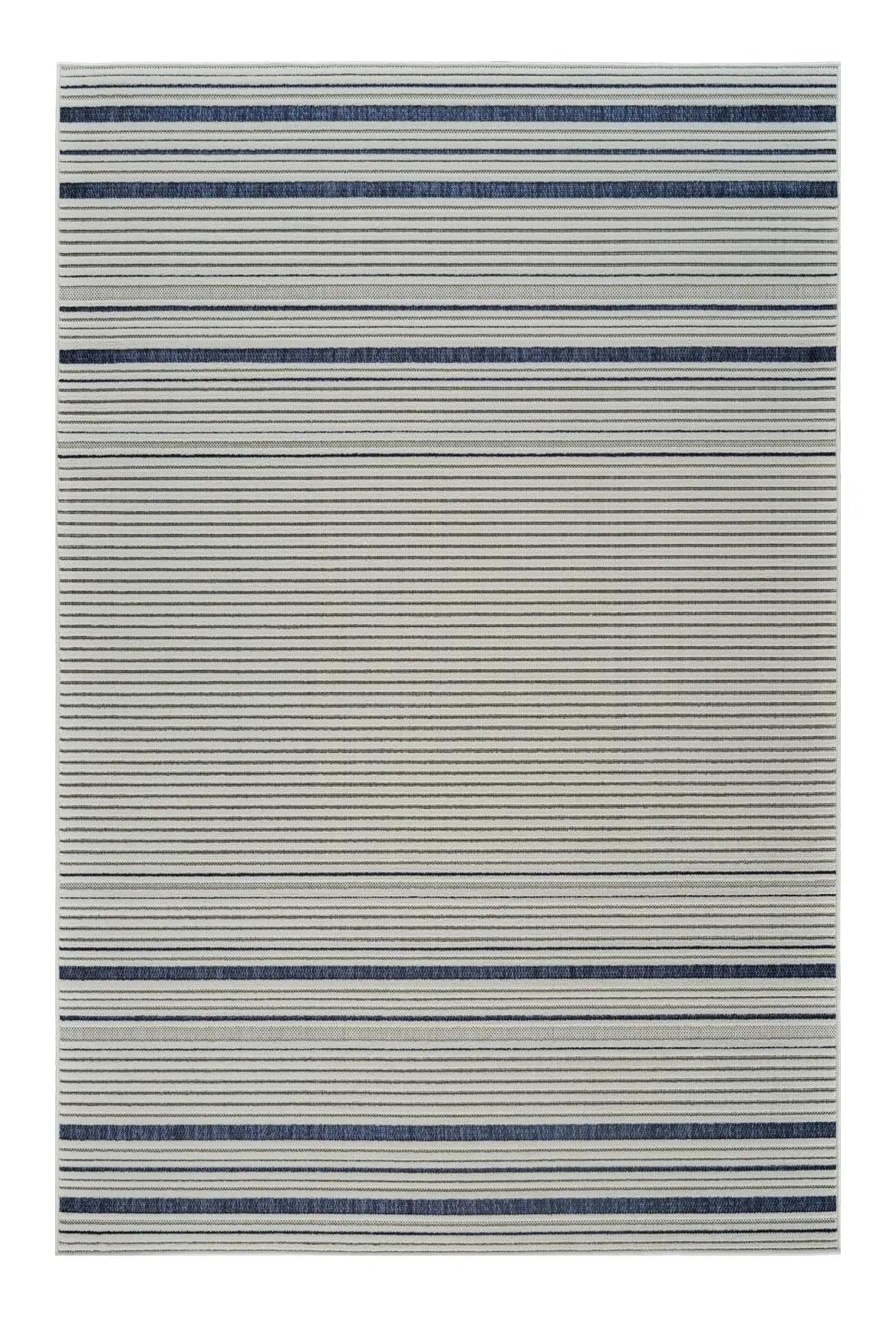 5' X 7' Blue and Cream Striped Distressed Indoor Outdoor Area Rug Homeroots Outdoor