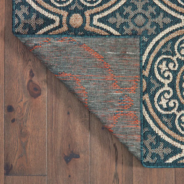5' X 7' Blue and Gray Geometric Stain Resistant Indoor Outdoor Area Rug Homeroots Outdoor