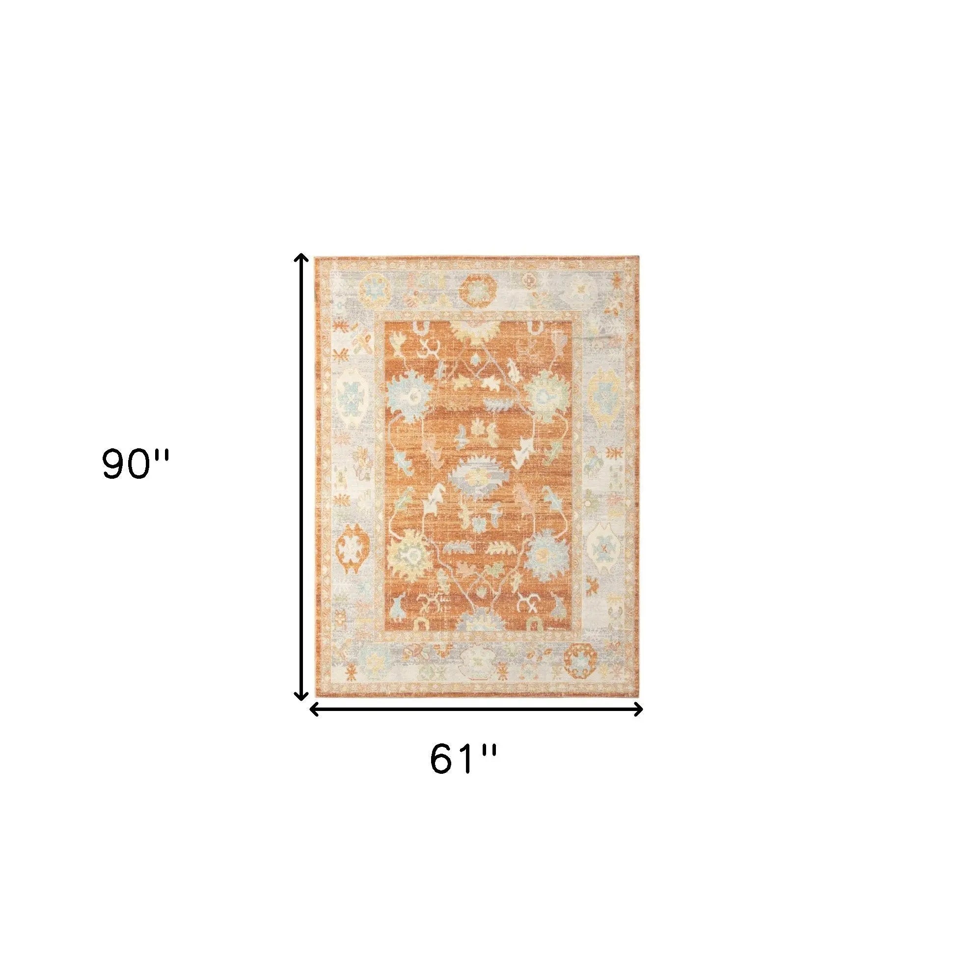 5' X 7' Blue and Orange Floral Stain Resistant Indoor Outdoor Area Rug Homeroots Outdoor