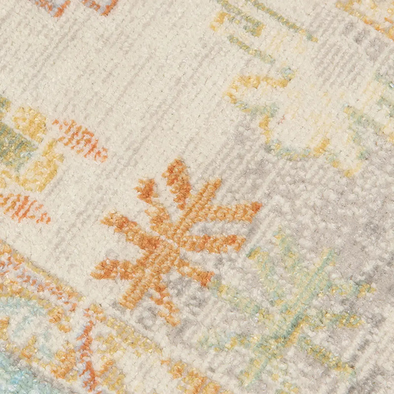 5' X 7' Blue and Orange Floral Stain Resistant Indoor Outdoor Area Rug Homeroots Outdoor