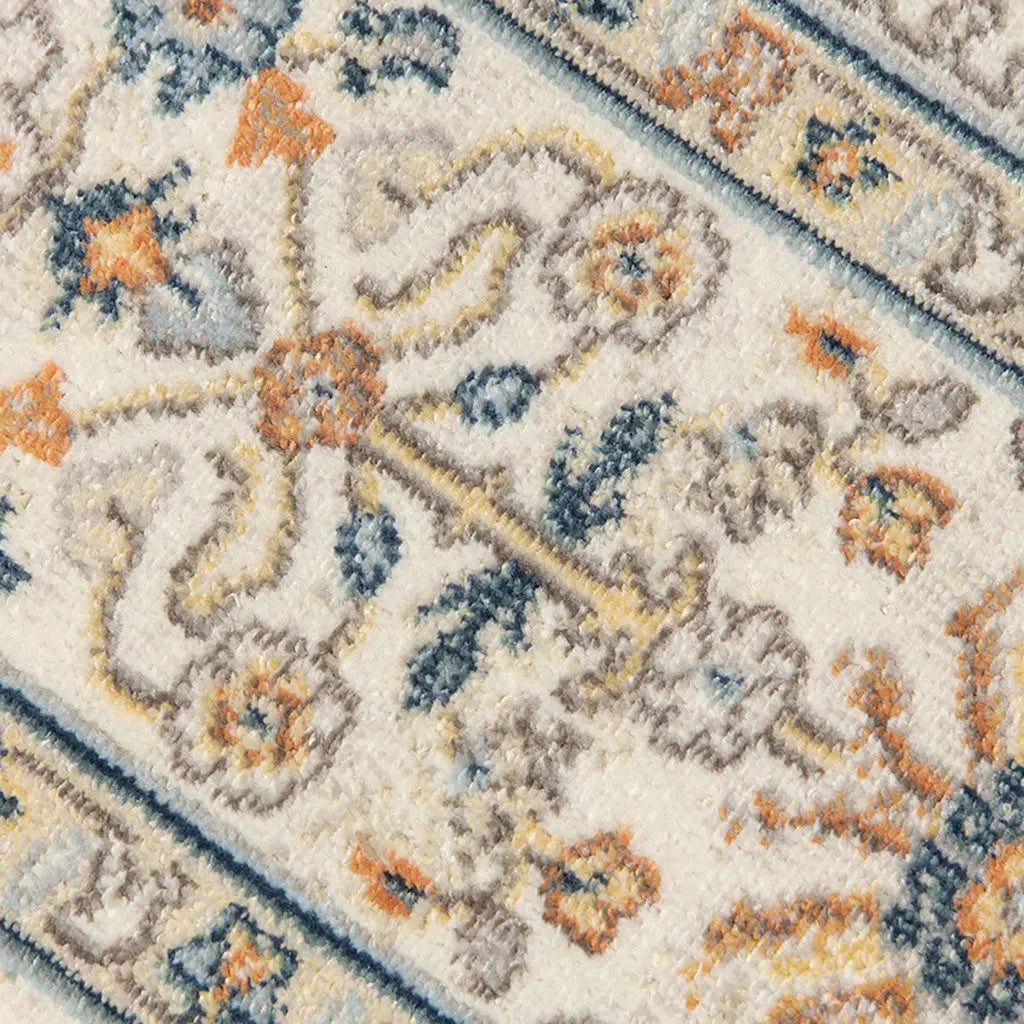 5' X 7' Blue and Orange Medallion Stain Resistant Indoor Outdoor Area Rug Homeroots Outdoor
