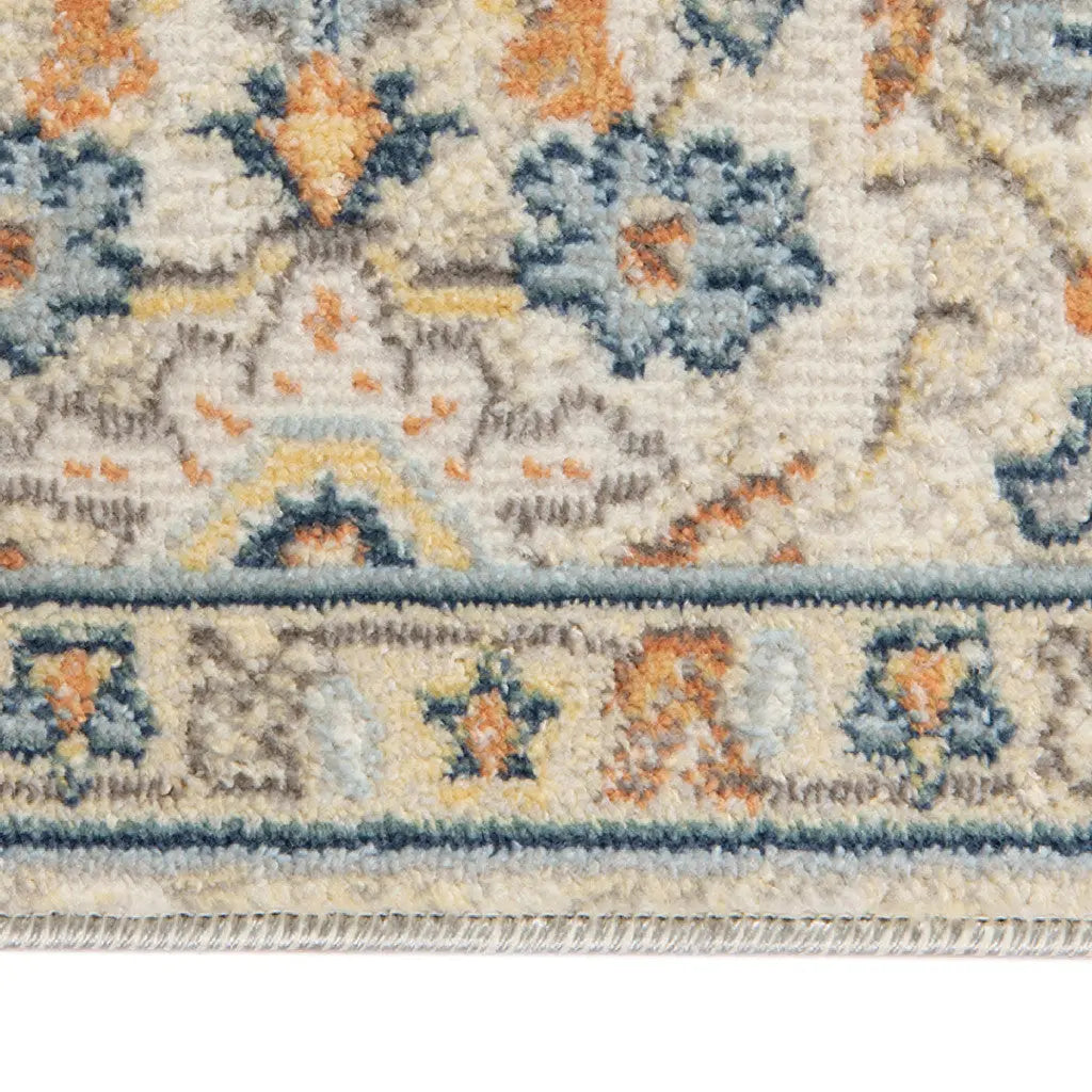 5' X 7' Blue and Orange Medallion Stain Resistant Indoor Outdoor Area Rug Homeroots Outdoor