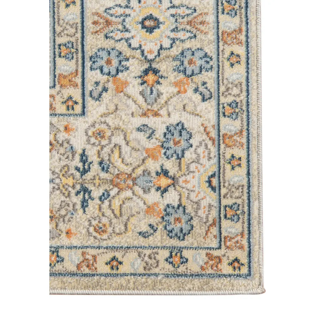 5' X 7' Blue and Orange Medallion Stain Resistant Indoor Outdoor Area Rug Homeroots Outdoor