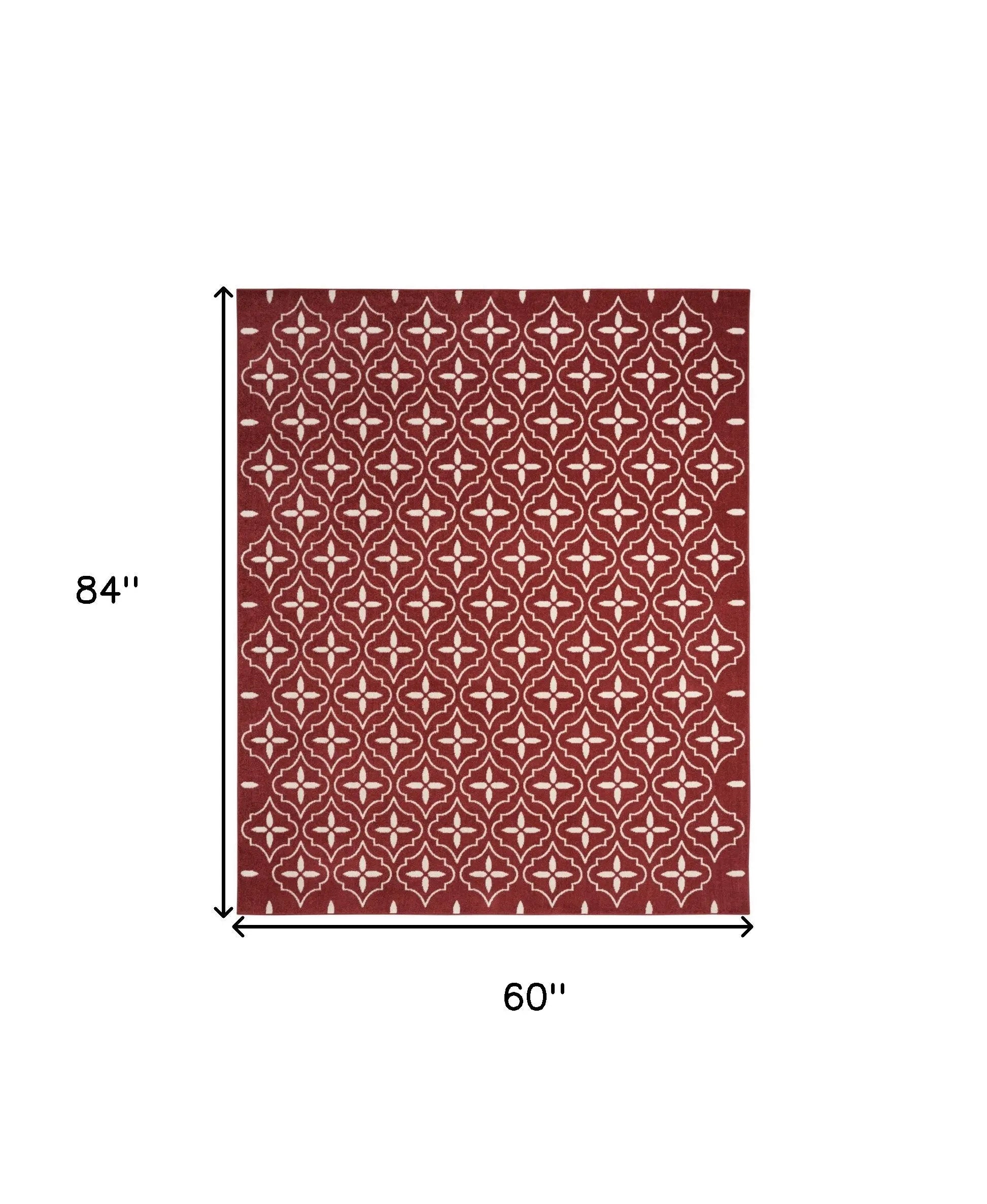 5' X 7' Brick Red And Ivory Geometric Indoor Outdoor Area Rug Homeroots Outdoor