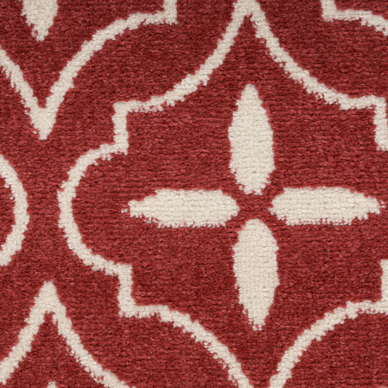 5' X 7' Brick Red And Ivory Geometric Indoor Outdoor Area Rug Homeroots Outdoor