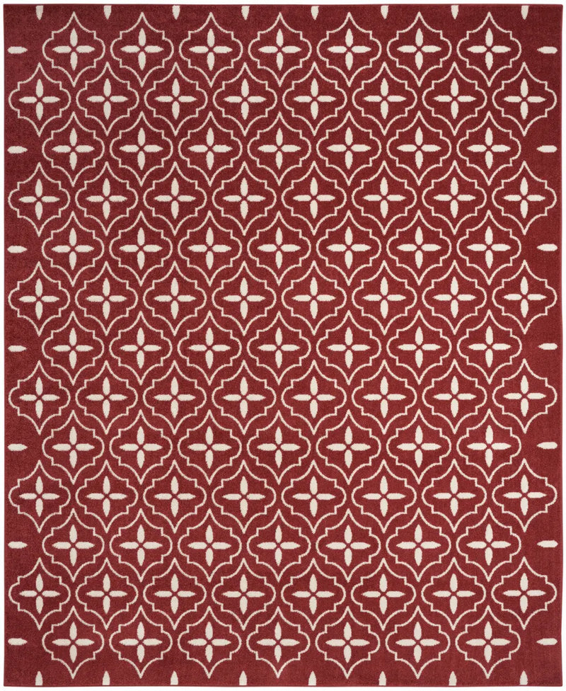 5' X 7' Brick Red And Ivory Geometric Indoor Outdoor Area Rug Homeroots Outdoor