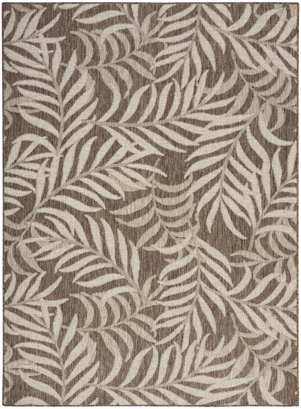 5' X 7' Brown And Ivory Palm Leaf Indoor Outdoor Area Rug Homeroots Outdoor