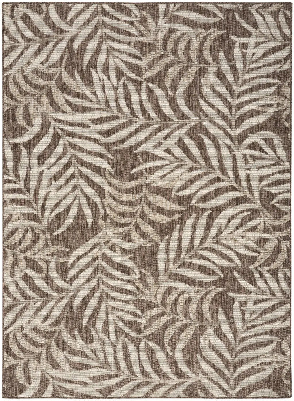 5' X 7' Brown And Ivory Palm Leaf Indoor Outdoor Area Rug Homeroots Outdoor