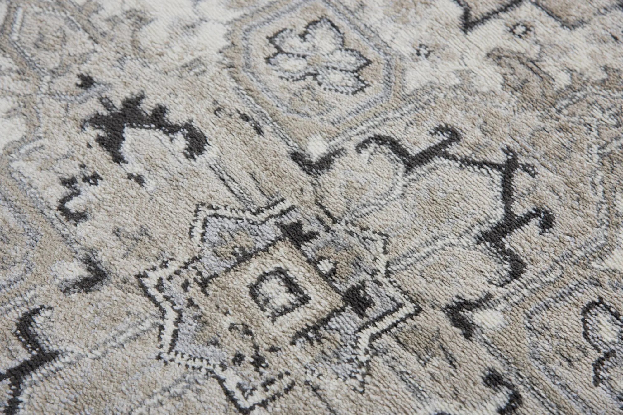 5' X 7' Brown Ivory Gray And Black Medallion Area Rug Homeroots Home Decor