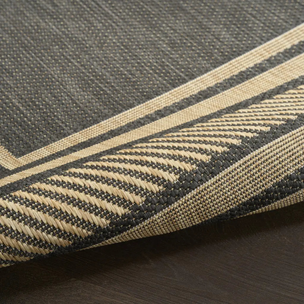 5' X 7' Charcoal Geometric Indoor Outdoor Area Rug Homeroots Outdoor