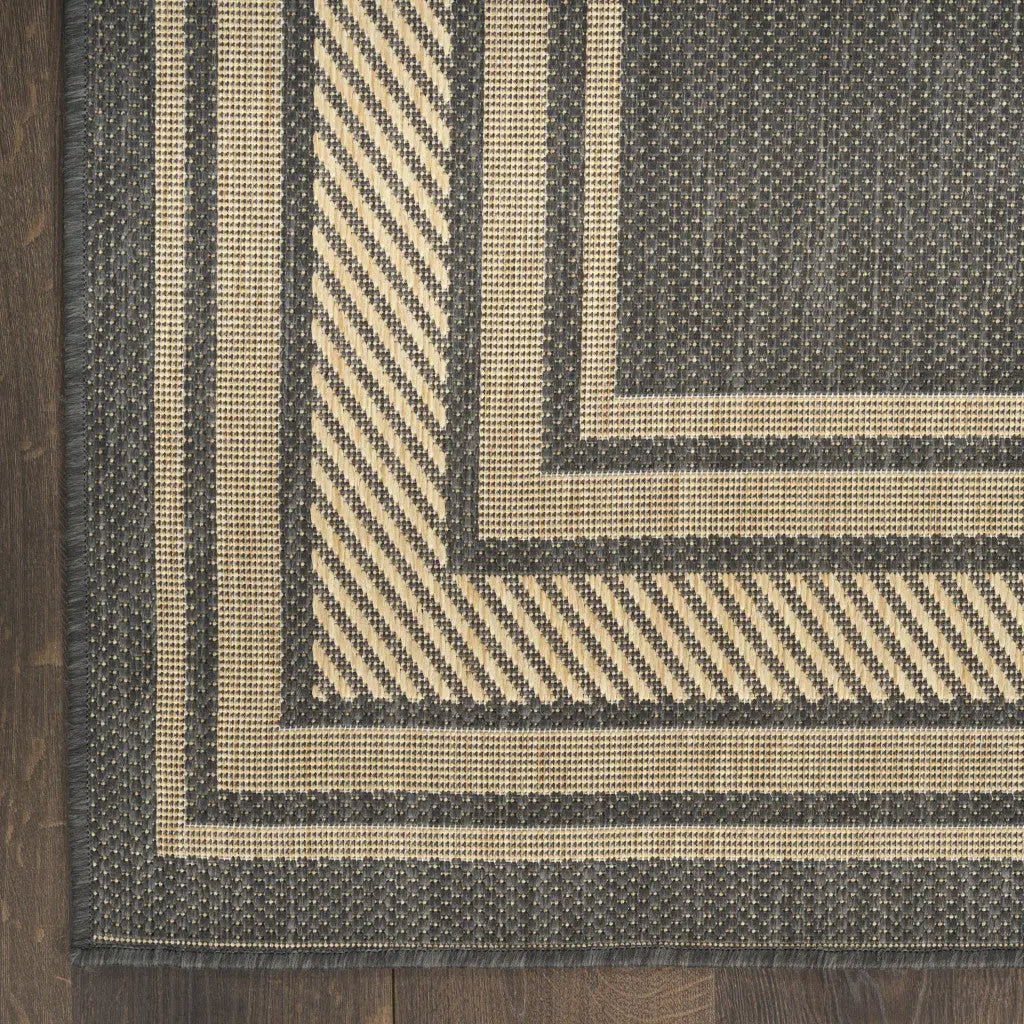 5' X 7' Charcoal Geometric Indoor Outdoor Area Rug Homeroots Outdoor