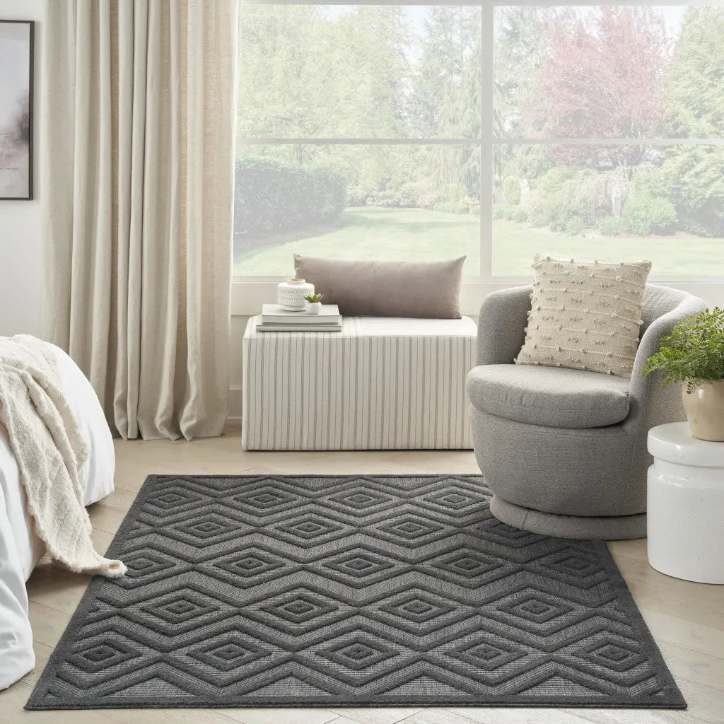 5' X 7' Charcoal Indoor Outdoor Area Rug - GreatEagleInc