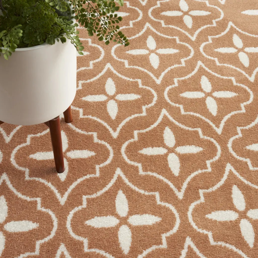 5' X 7' Copper Geometric Indoor Outdoor Area Rug Homeroots Outdoor