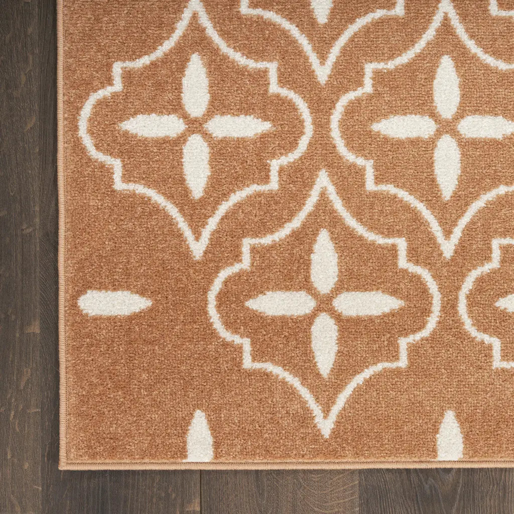 5' X 7' Copper Geometric Indoor Outdoor Area Rug Homeroots Outdoor