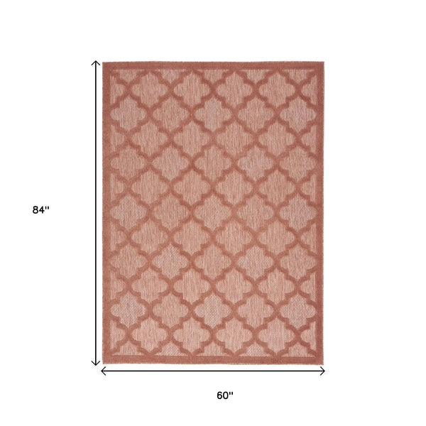 5' X 7' Coral Indoor Outdoor Area Rug Homeroots Outdoor