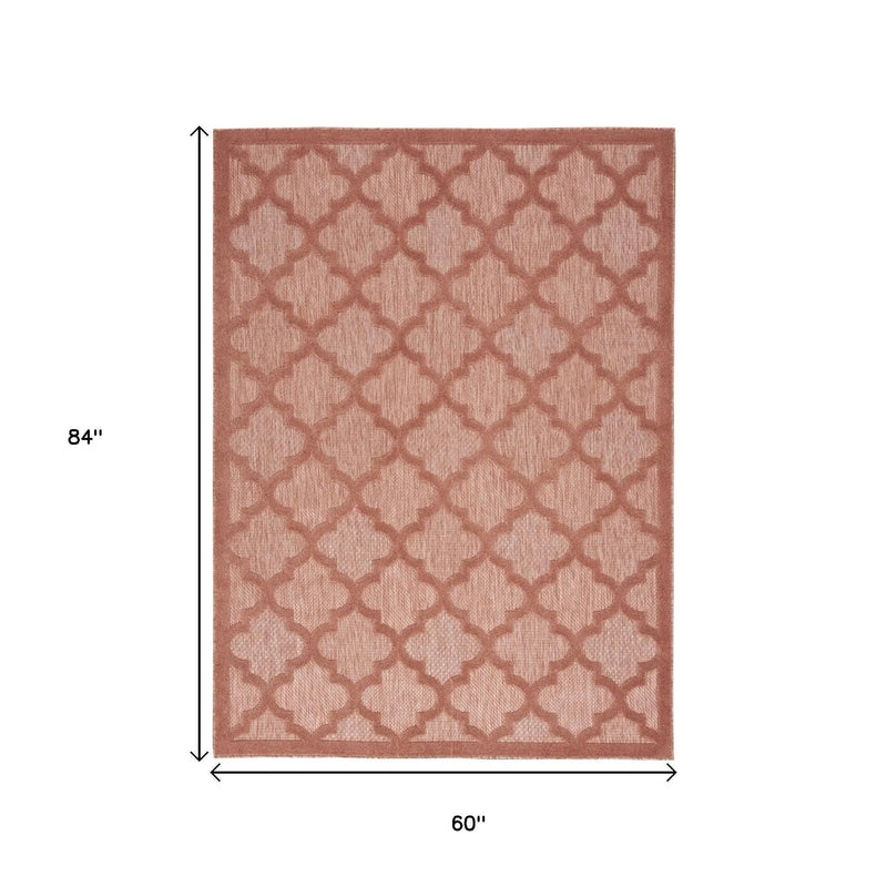 5' X 7' Coral Indoor Outdoor Area Rug Homeroots Outdoor