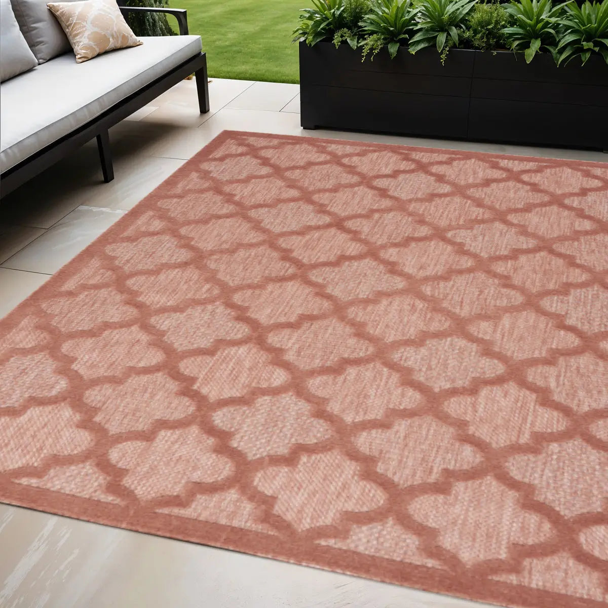5' X 7' Coral Indoor Outdoor Area Rug Homeroots Outdoor