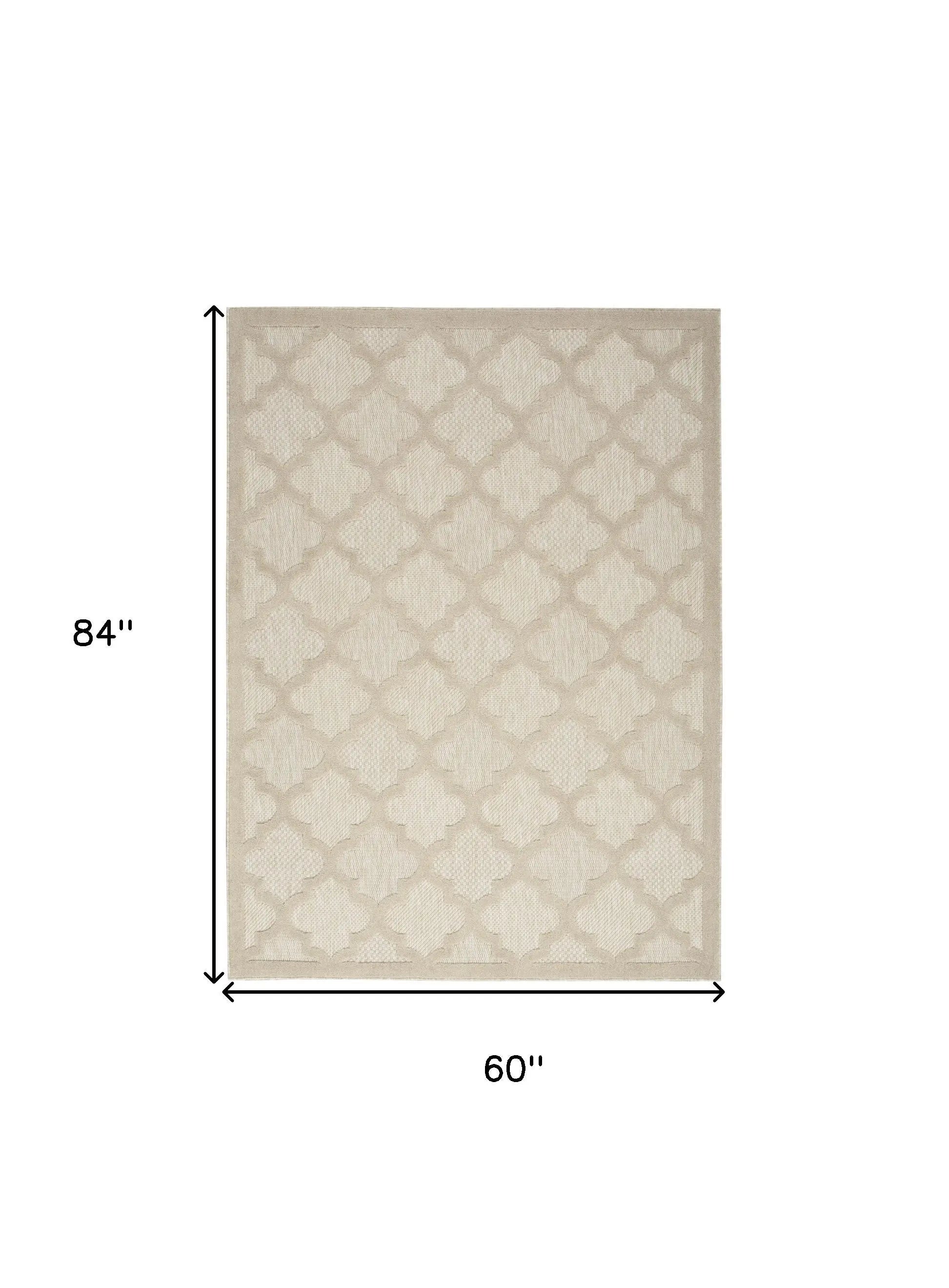 5' X 7' Cream And Beige Trellis Indoor Outdoor Area Rug Homeroots Outdoor