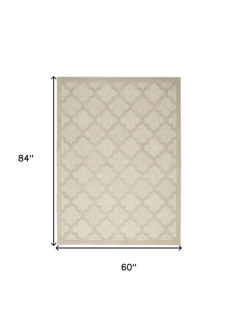 5' X 7' Cream And Beige Trellis Indoor Outdoor Area Rug Homeroots Outdoor