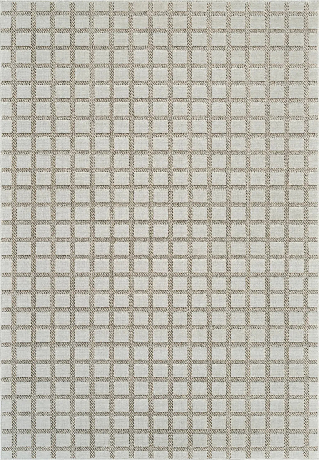 5' X 7' Cream and Beige Geometric Distressed Indoor Outdoor Area Rug Homeroots Outdoor