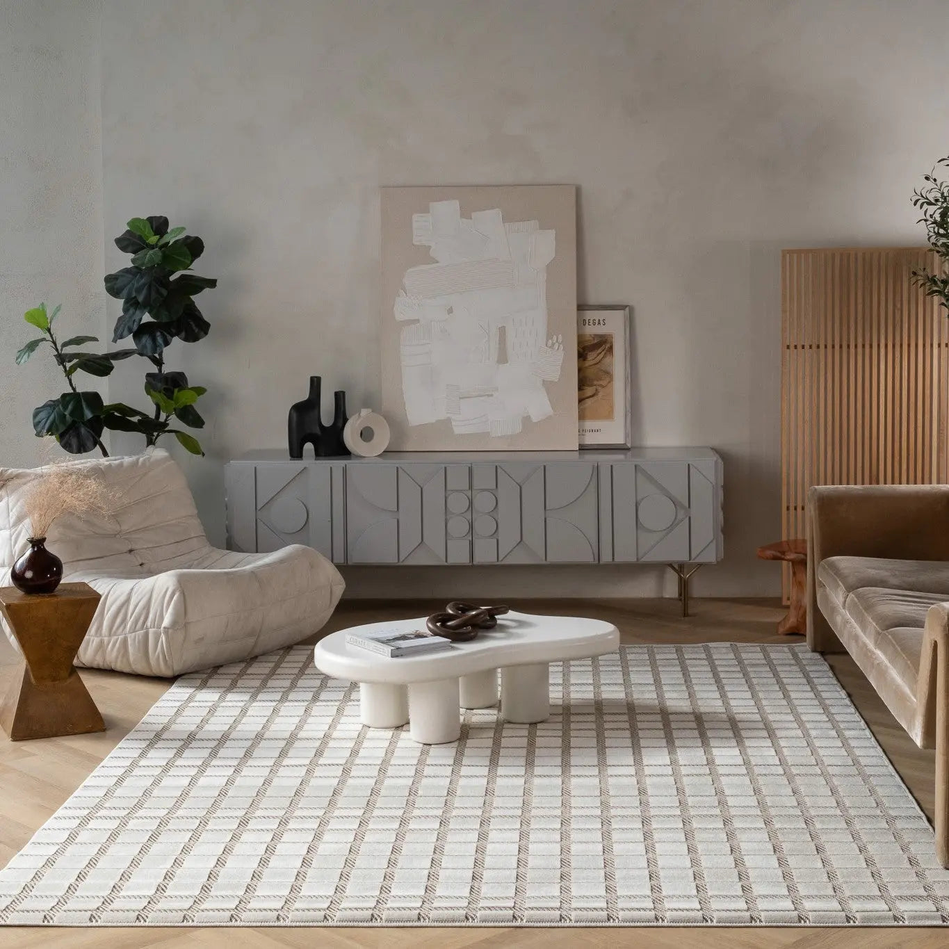 5' X 7' Cream and Beige Geometric Distressed Indoor Outdoor Area Rug Homeroots Outdoor