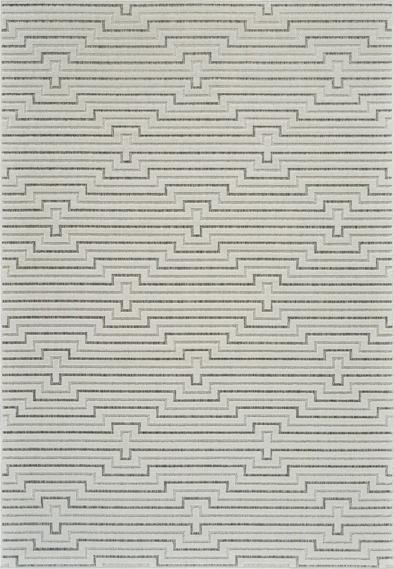 5' X 7' Cream and Beige Geometric Distressed Indoor Outdoor Area Rug Homeroots Outdoor