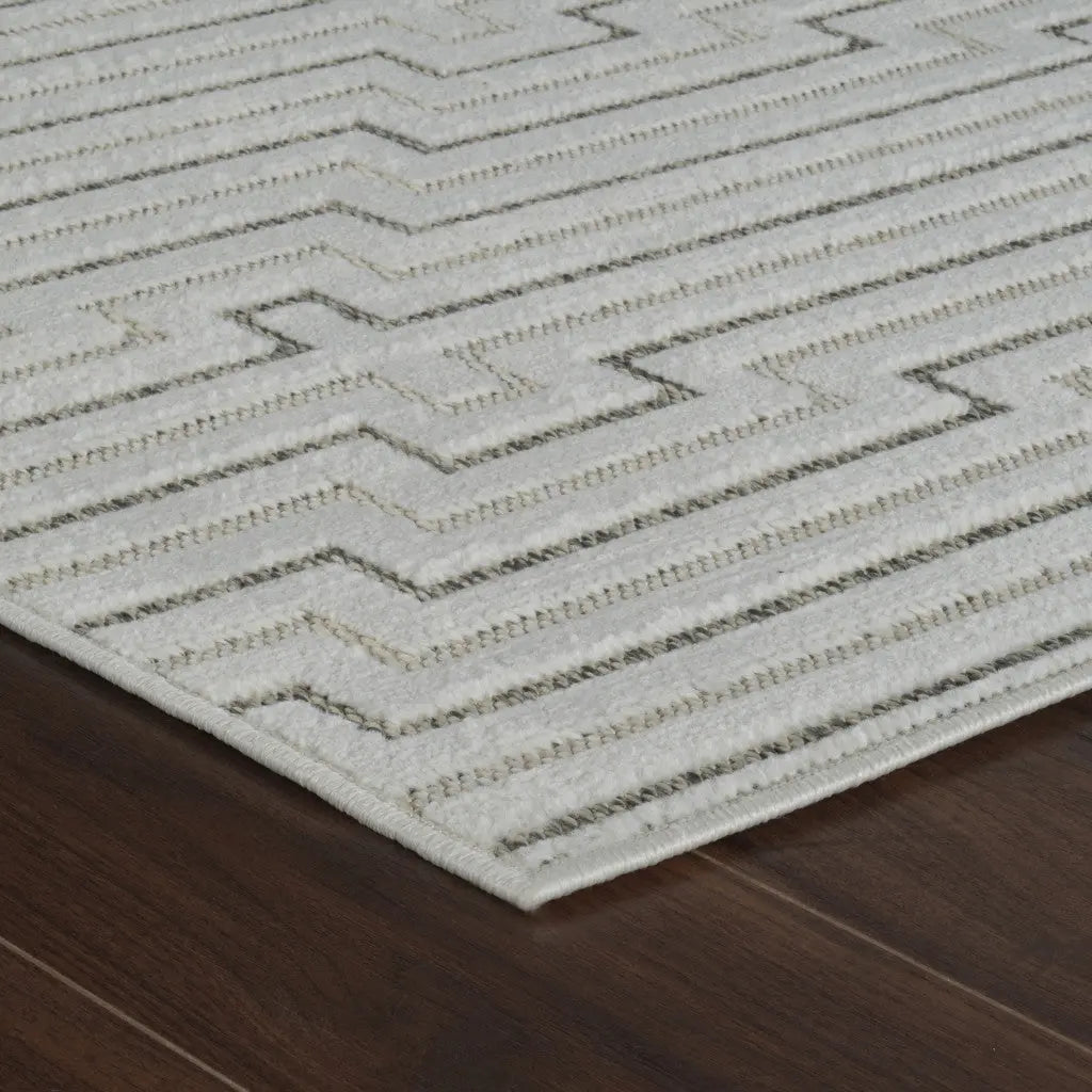 5' X 7' Cream and Beige Geometric Distressed Indoor Outdoor Area Rug Homeroots Outdoor