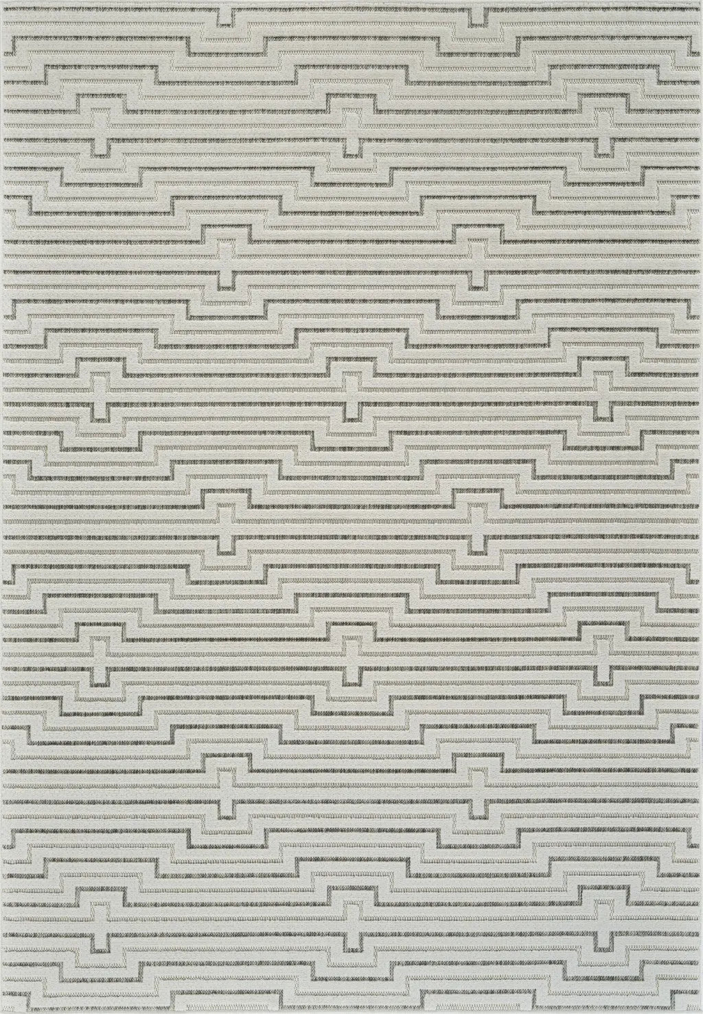 5' X 7' Cream and Beige Geometric Distressed Indoor Outdoor Area Rug Homeroots Outdoor