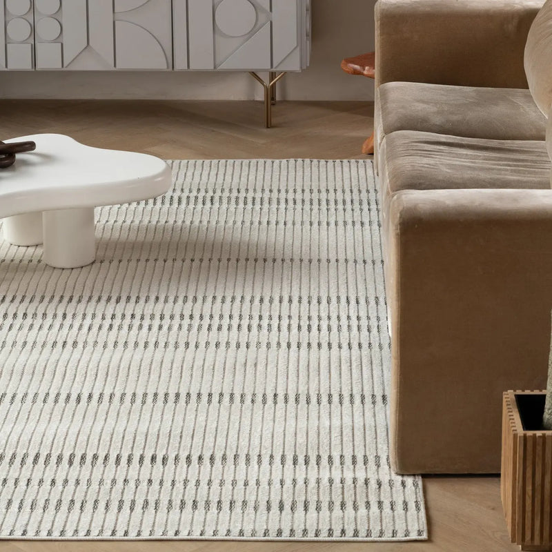 5' X 7' Cream and Beige Striped Distressed Indoor Outdoor Area Rug Homeroots Outdoor