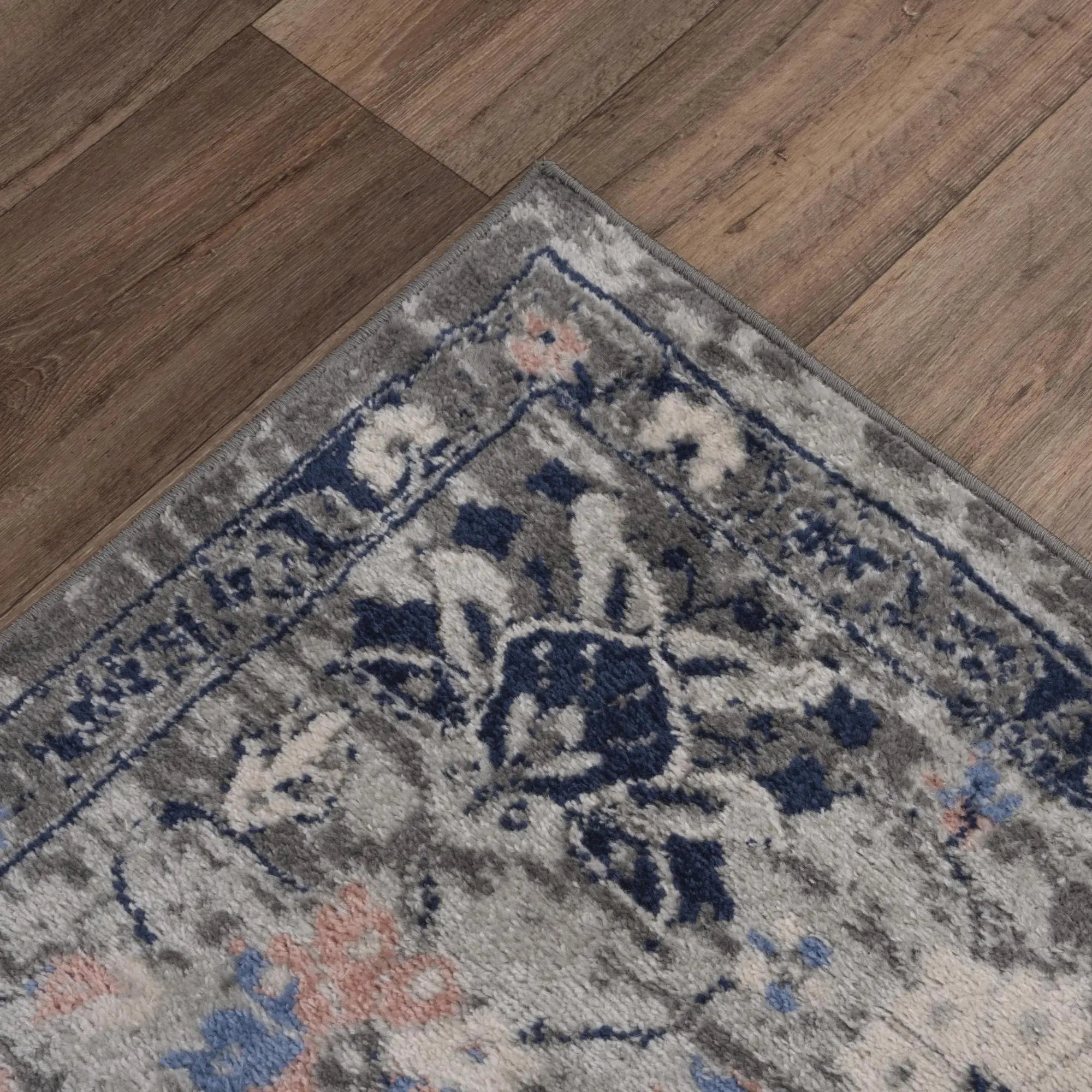 5' X 7' Dark Gray Blue Yellow Pink Ivory And Light Gray Medallion Area Rug Homeroots Home Decor