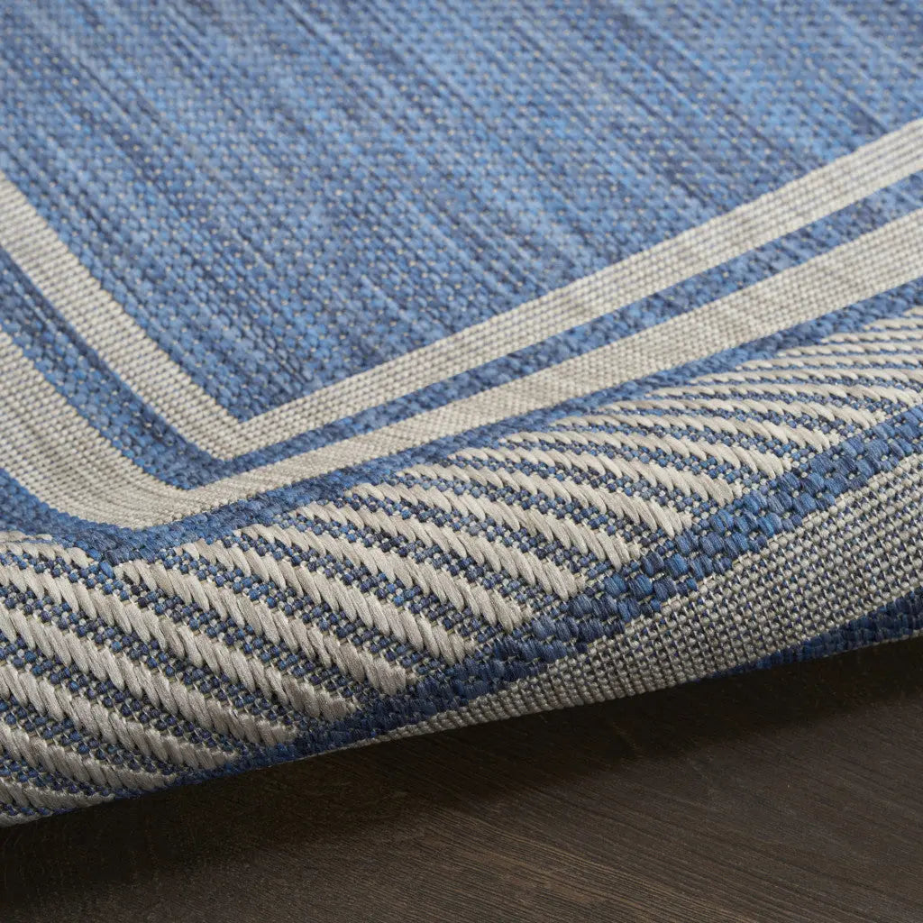 5' X 7' Denim Blue And Ivory Geometric Indoor Outdoor Area Rug Homeroots Outdoor