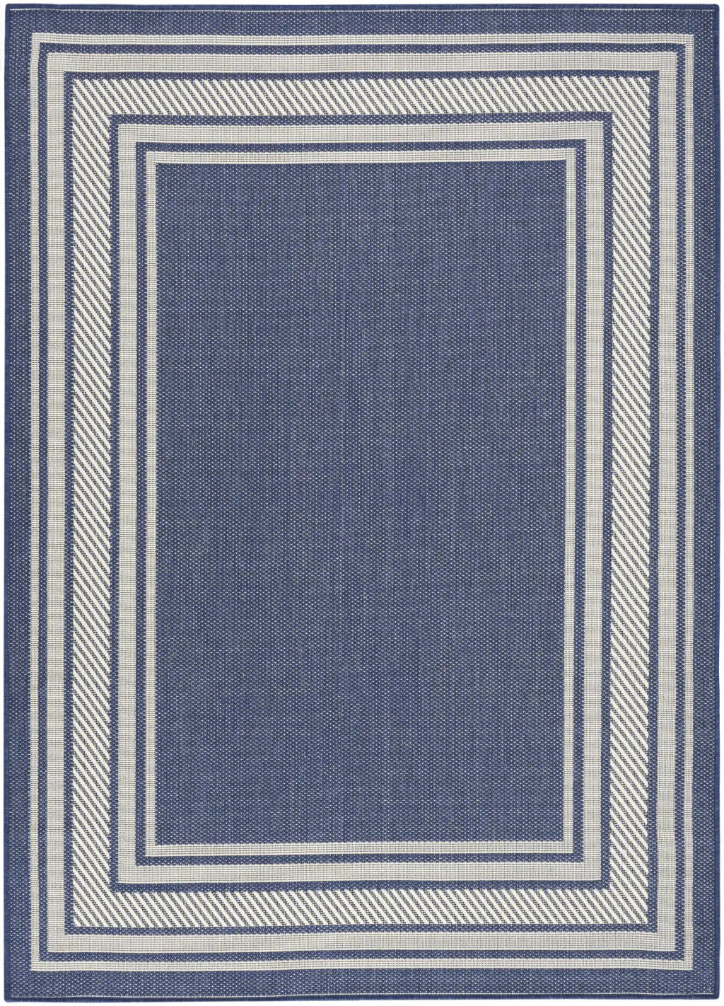 5' X 7' Denim Blue And Ivory Geometric Indoor Outdoor Area Rug Homeroots Outdoor