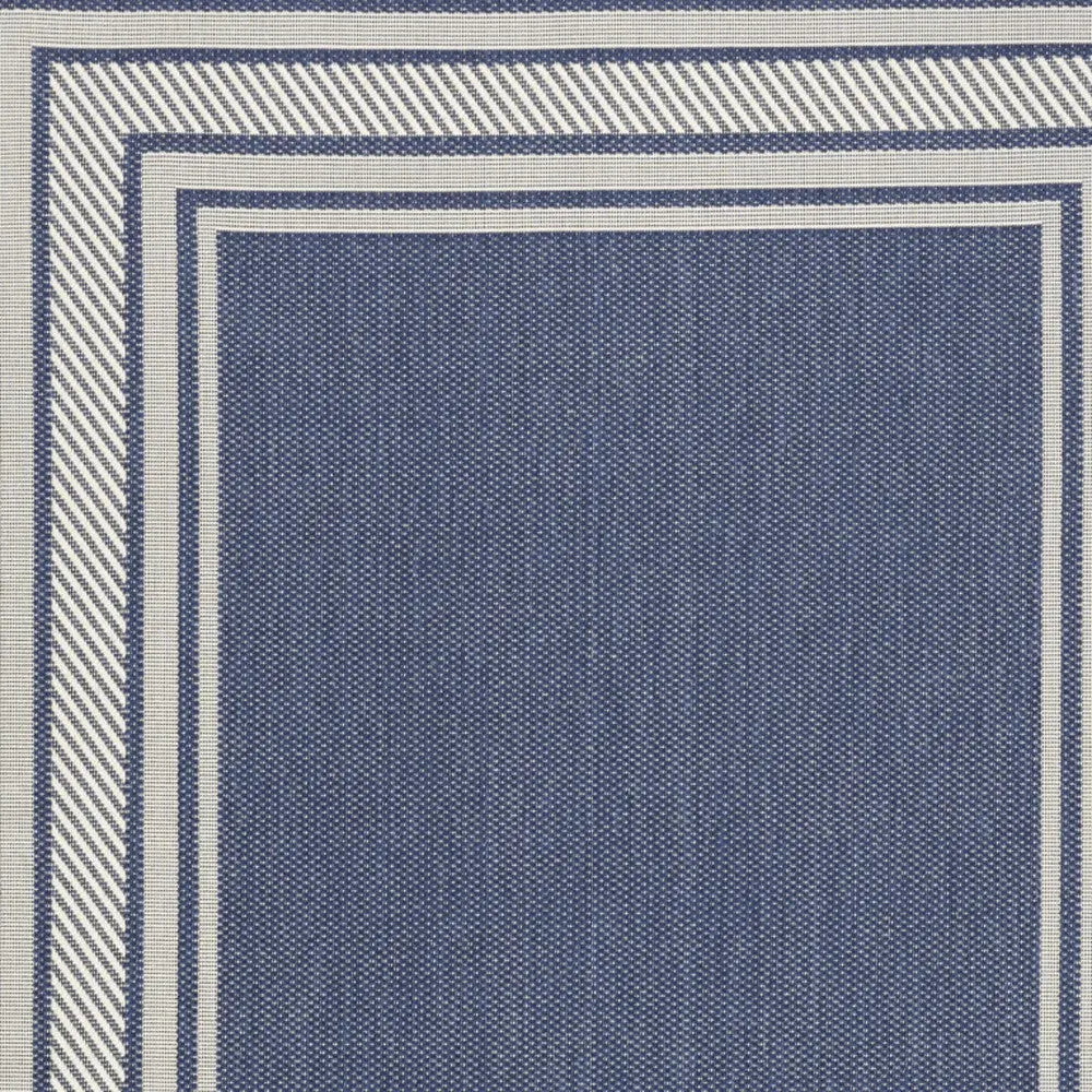 5' X 7' Denim Blue And Ivory Geometric Indoor Outdoor Area Rug Homeroots Outdoor