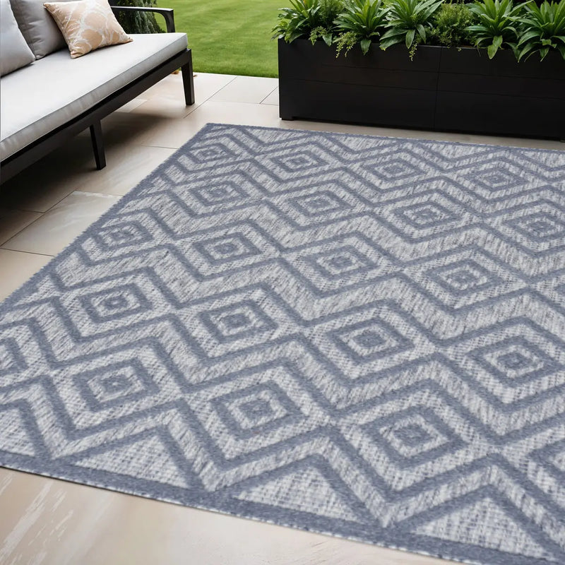 5' X 7' Denim Blue Indoor Outdoor Area Rug Homeroots Outdoor