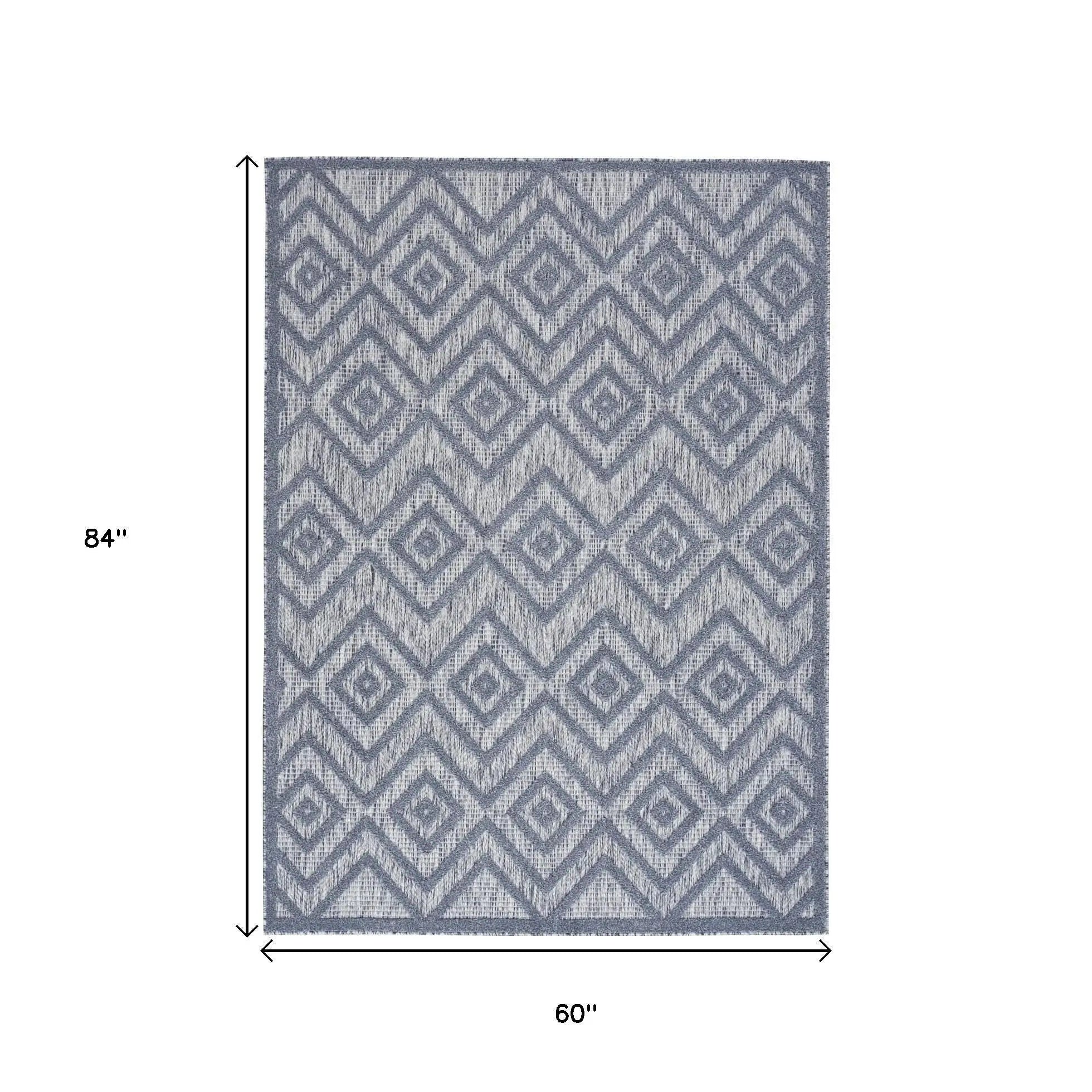 5' X 7' Denim Blue Indoor Outdoor Area Rug Homeroots Outdoor