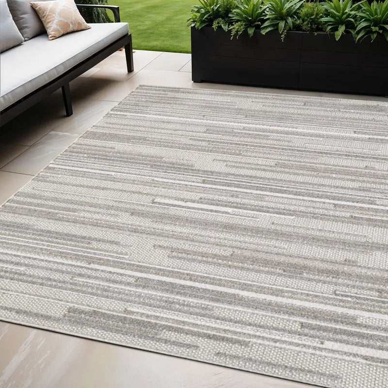 5' X 7' Gray Abstract Stain Resistant Indoor Outdoor Area Rug Homeroots Outdoor