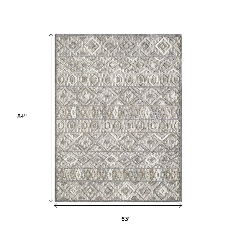 5' X 7' Gray And Ivory Southwestern Stain Resistant Indoor Outdoor Area Rug Homeroots Outdoor