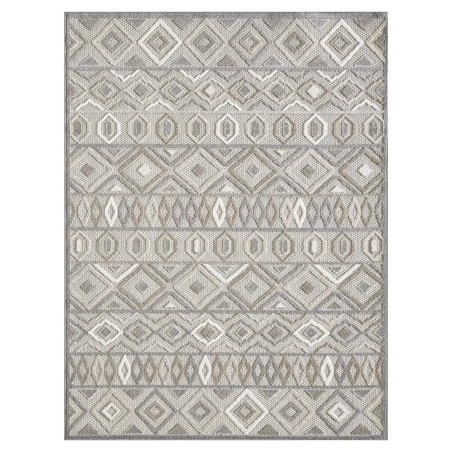 5' X 7' Gray And Ivory Southwestern Stain Resistant Indoor Outdoor Area Rug Homeroots Outdoor