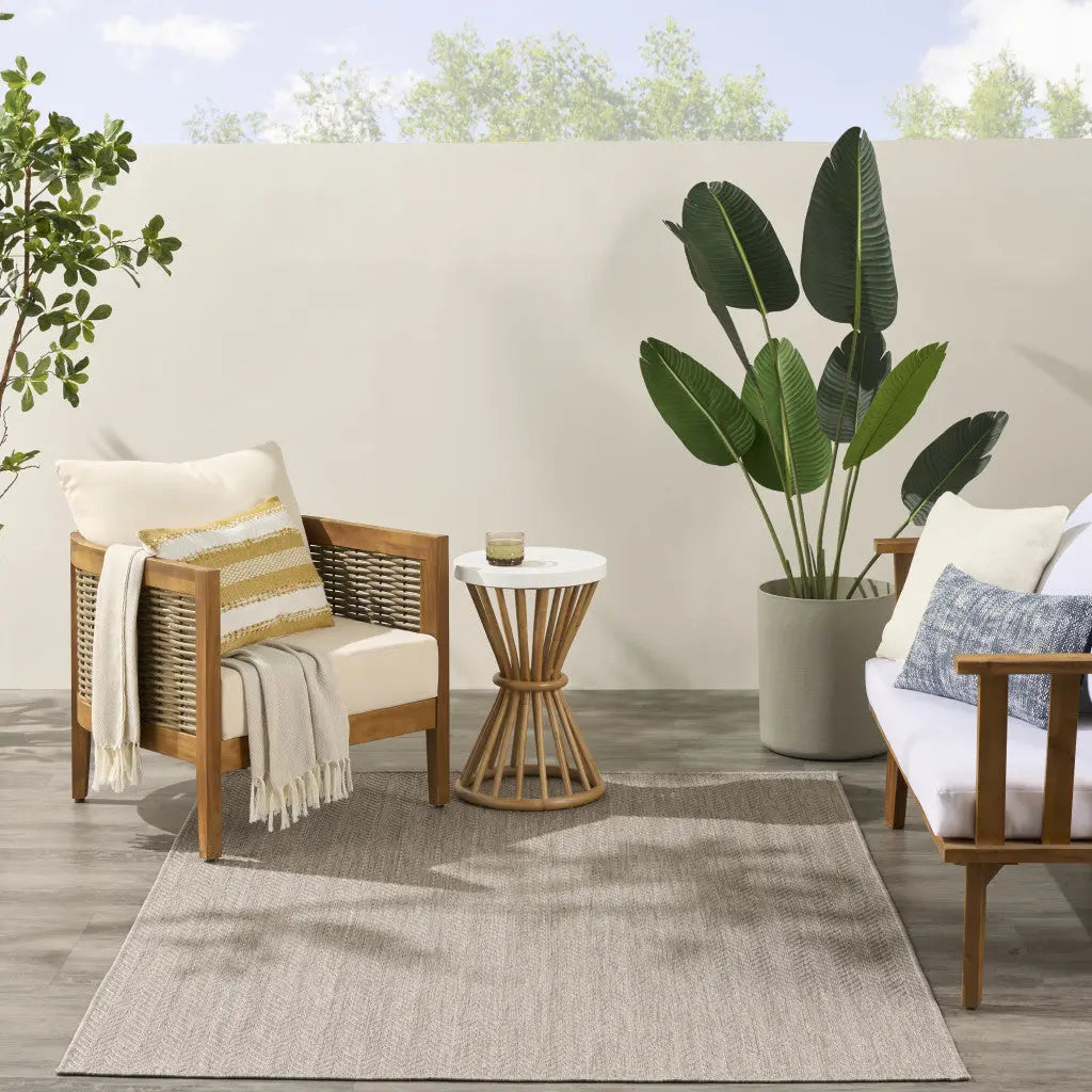 5' X 7' Gray Geometric Indoor Outdoor Area Rug Homeroots Outdoor