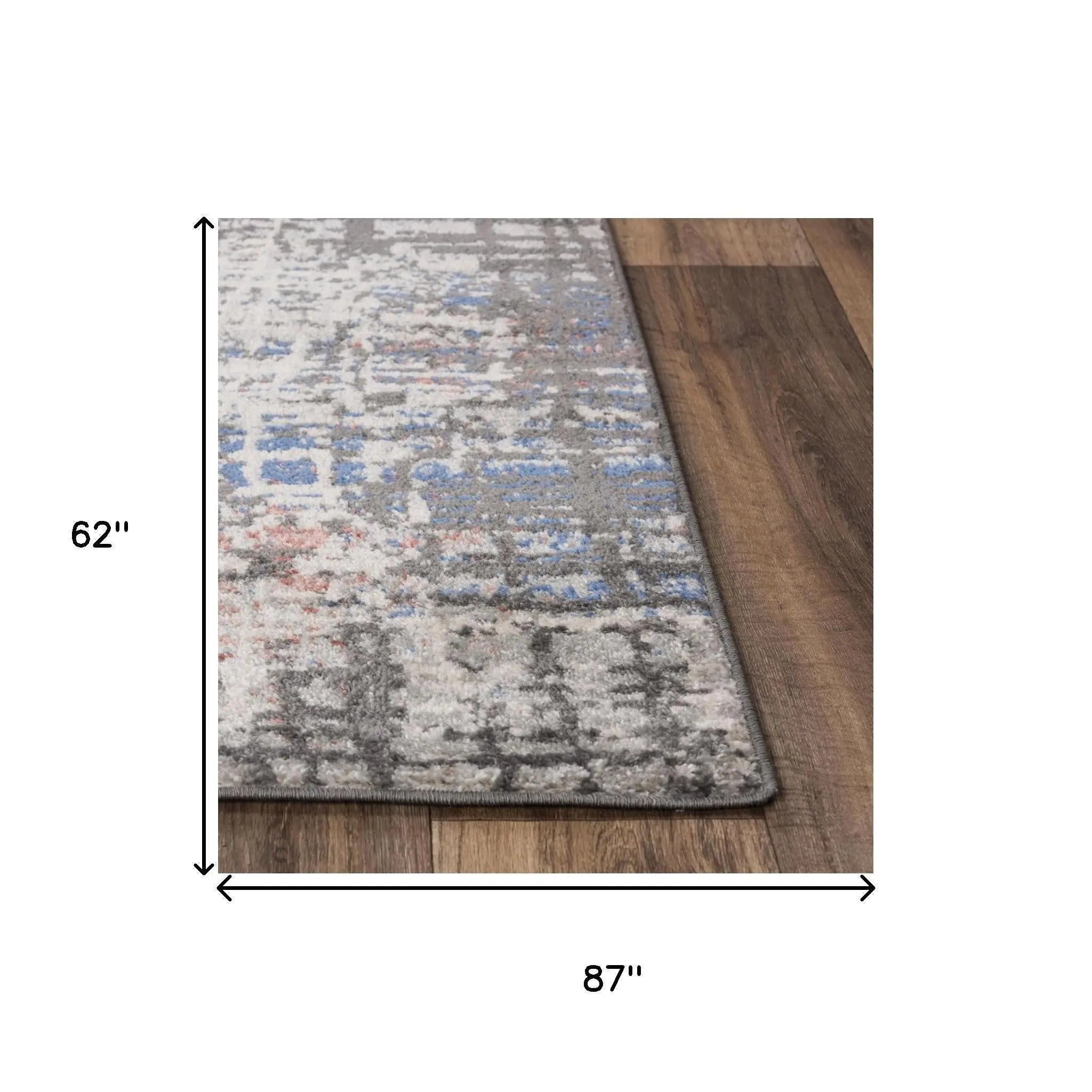 5' X 7' Gray Pink Blue Ivory And Black Abstract Area Rug Homeroots Home Decor