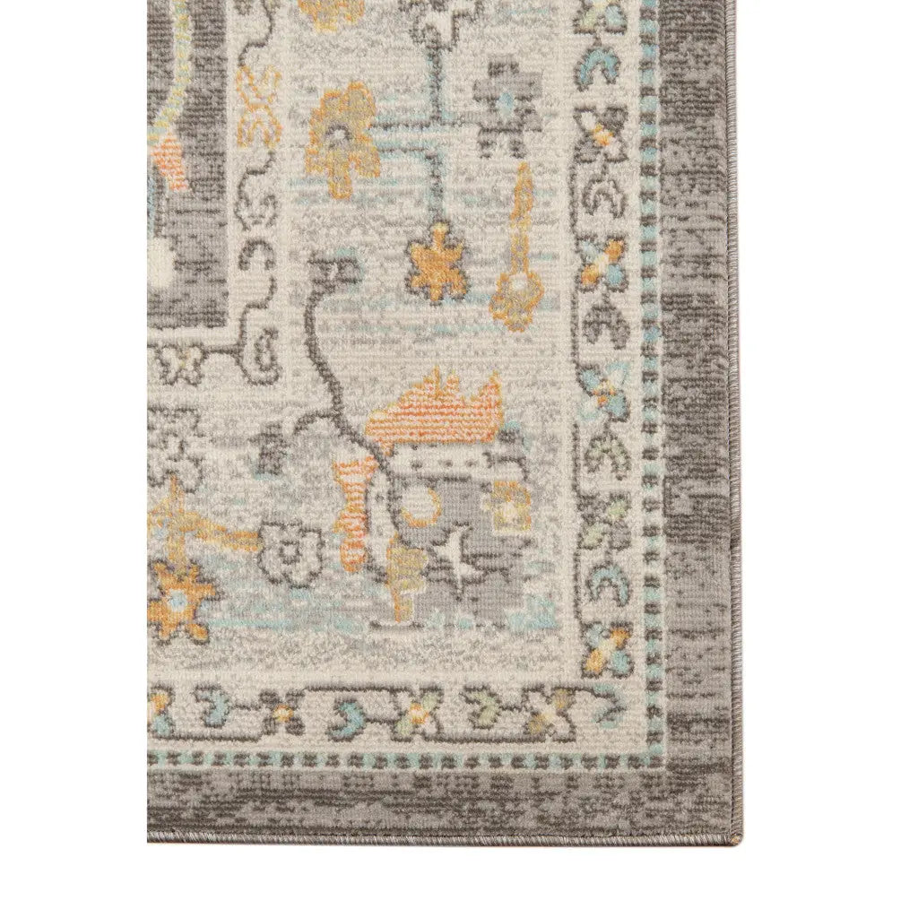 5' X 7' Gray and Orange Floral Stain Resistant Indoor Outdoor Area Rug Homeroots Outdoor