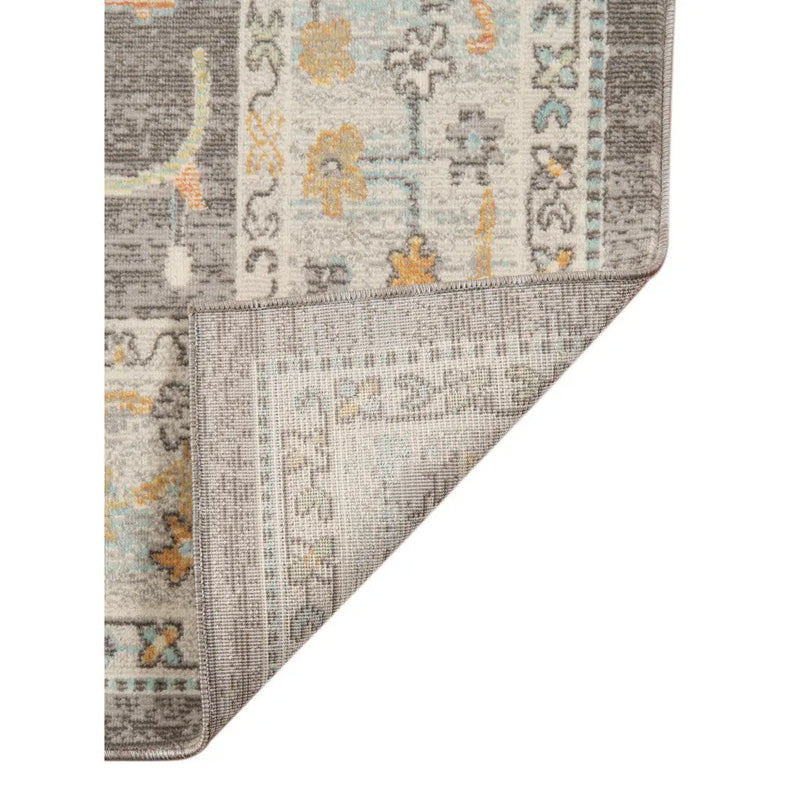 5' X 7' Gray and Orange Floral Stain Resistant Indoor Outdoor Area Rug Homeroots Outdoor