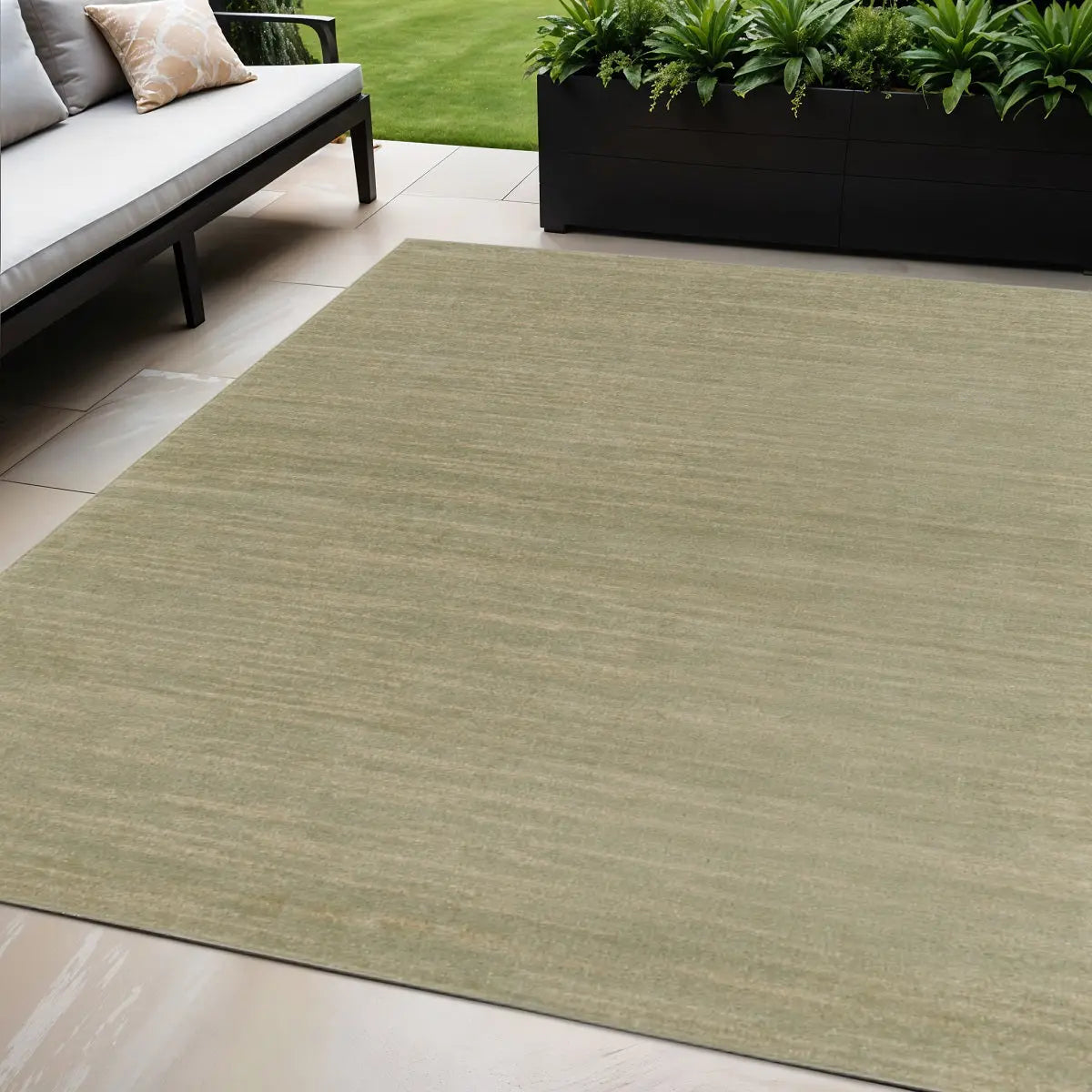 5' X 7' Green And Gold Abstract Indoor Outdoor Area Rug Homeroots Outdoor