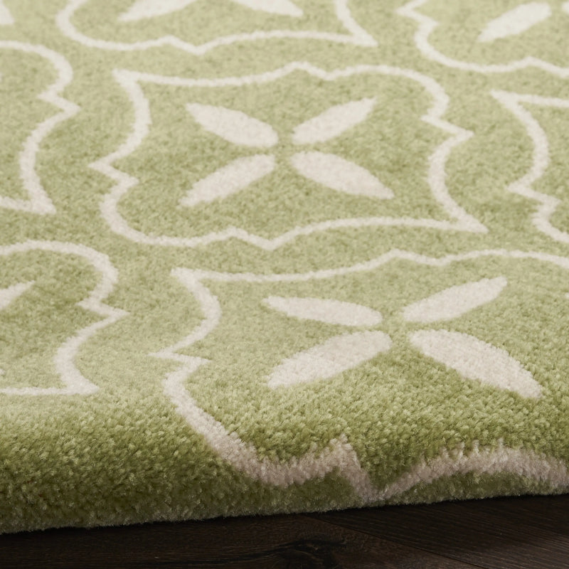 5' X 7' Green And Ivory Geometric Indoor Outdoor Area Rug Homeroots Outdoor