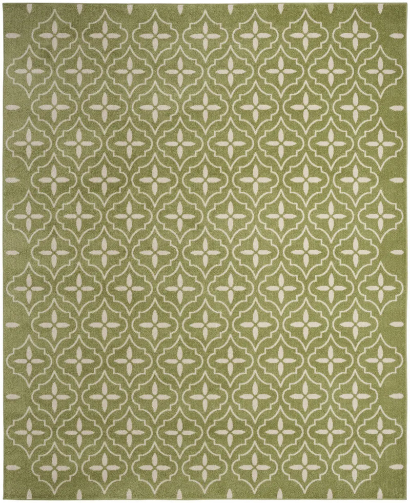 5' X 7' Green And Ivory Geometric Indoor Outdoor Area Rug Homeroots Outdoor
